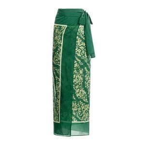 Agua By Agua Bendita Orquídea Astro Cotton Pareo Wrap Skirt Green - One Size